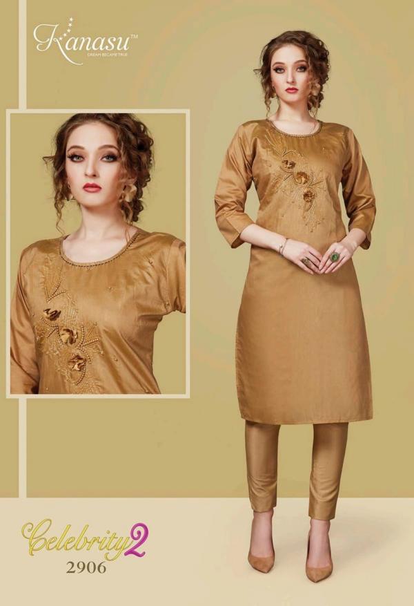 Kanasu Celebrity 2 Designer Ethnic Wear Silk Kurti With Bottom 